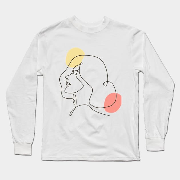 Line art of a confident woman Long Sleeve T-Shirt by iorozuya